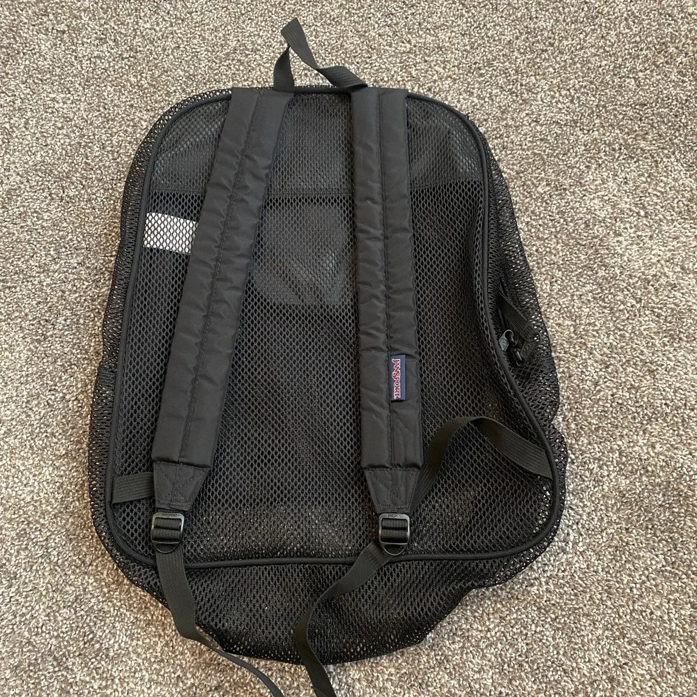 Jansport Black Eco Mesh‎ All Over See-Thru Backpack Bookbag School Gym